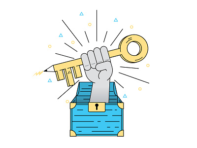 Unlock your Creativity chest creative icon key outline pencil treasure unlock