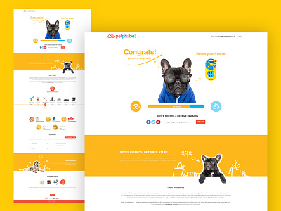 Dogs vs. Cats - Dogs Congrats page cat congratulations dog draw home page landingpage page prize sketch ui design