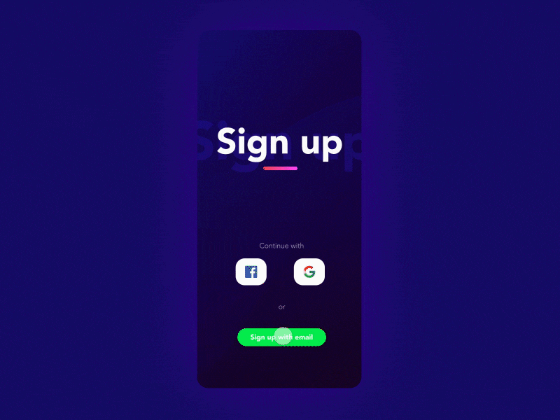 Daily Ui 001 daily ui 001 gif invision studio sign up