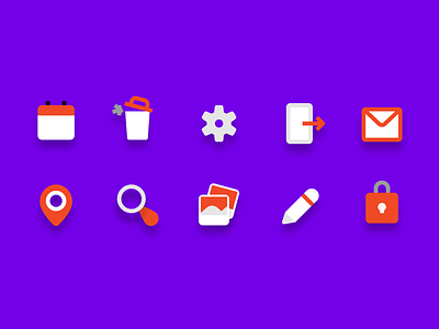 Icons - Stylized calendar delete gear icons image lock loction mail material icons pencil search share ux vector