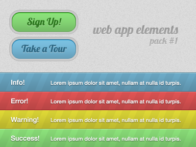 Web App Elements - Pack #1 buttons message notification web app