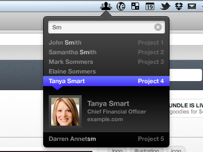 Client Management App Concept app client mac app management menu bar search