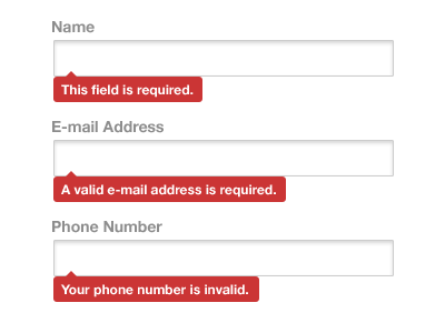 Form Validation contact error form validation