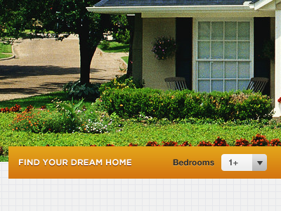 Find Your Dream Home banner drop down filter gotham header orange search ui web website
