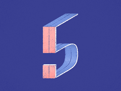Number 5 36 days of type 5 blue five illustration number perspective texture typography