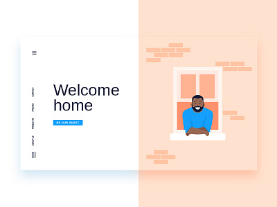 Welcome Home flat flat illustration graphic design illustration illustrator landing page man salmon ui ui design ux we design web ad web design welcome home window