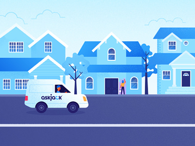 Neighborhood blue flat house illustration illustrator neighborhood painter texture van vector