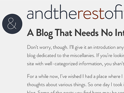 And The Rest Of It ampersand blog brandon grotesque layout web website