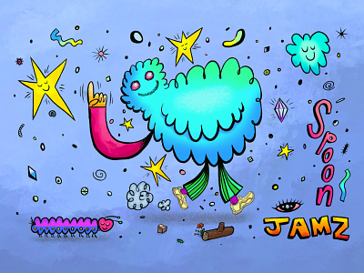 SpoonJamz! blobs cartoon caterpillar comic design digitalart illustration jam procreate spoon star