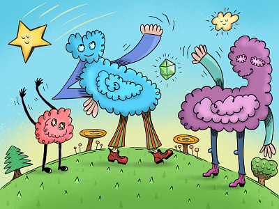 SpoonJamz and pals! blobs cartoon cloud comic digitalart illustration procreate star