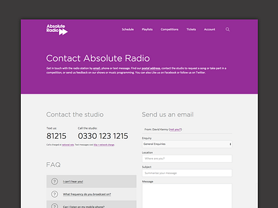 Contact Us address contact email faq form phone purple radio