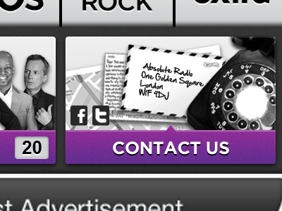 Listen app mockup app button contact grey interface ios iphone music purple radio ui