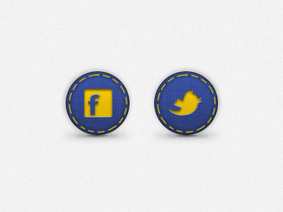 Social Media icons icon twitter facebook ios blue yellow app stitching fabric linen texture