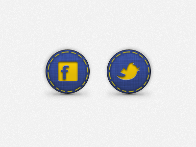 Social Media icons app blue fabric facebook icon ios linen texture stitching twitter yellow