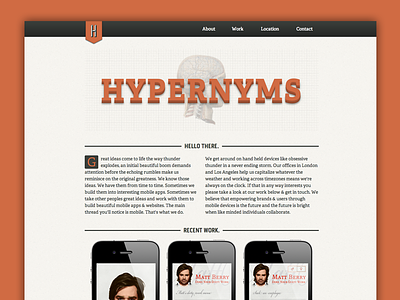 Hypernyms responsive site app css css3 desktop fittext grid html5 hypernyms mobile orange responsive serif single page tablet texture typography