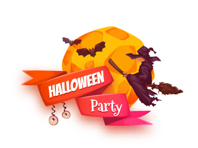 Halloween party banner banner bat broom broomstick eye ghost halloween hand moon party ribbon witch