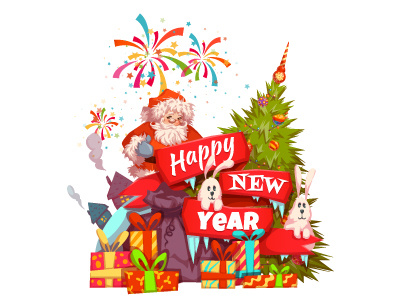 Christmas banners set 2016 christmas claus happy illustration merry new pine santa vector xmas year