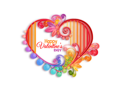 Quilling paper Valentine heart banner celebration curling day happy heart love origami paper quilling valentine vector