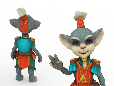 Vendor character 3d 3d animation animated art cartoon cat character cute fantasy game gameready handpainted low poly model rigged seller vendor