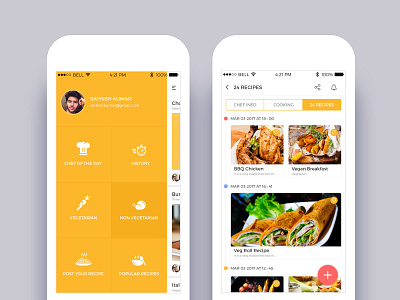 Cookbook App Interface app design food app ios app mobile app restaurant app