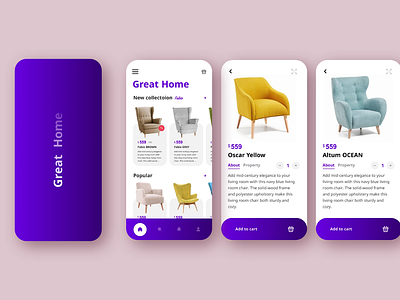 Mobile app for the furniture store animation catalog furniture interface motion graphics shop store ui ux