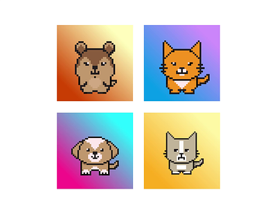 Pixel art set - Pets ai animation art cartoon cat dog hamster icon illustration illustrator pets picture pixel pixel art pixelart