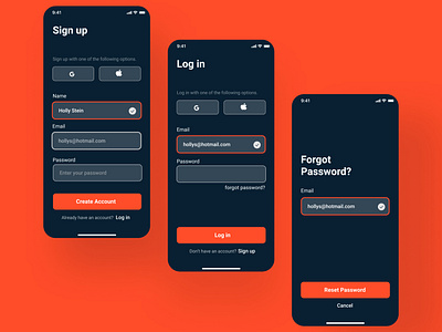 SIGN UP/LOG IN PAGE app blueandorange design forgotpassword login productdesign signup ui ux