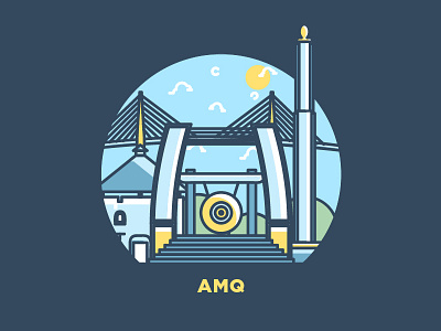 Ambon Manise (AMQ) airport ambon cityscape icon indonesia logo