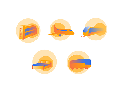 Icon Set - Online Travel Agent assets icon icon app icon product icon set illustration landing page mobile app travel icon trip ui user experience ux