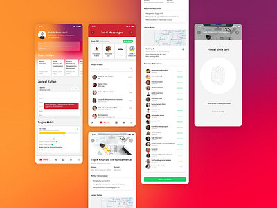 Telkom University - Student Portal App android calendar chat class fingerprint group chat home homepage ios landing page messenger mobile app portal schedule student user experience user interface