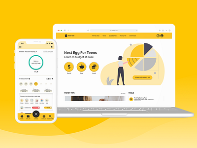 Nest Egg - Money App For Teens app design mobile money ui ux website