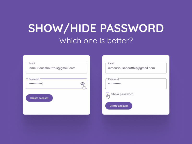 Show password in create an account screen by Charinrat T on Dribbble