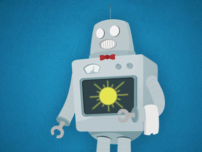Robot Butler animation character design illustration