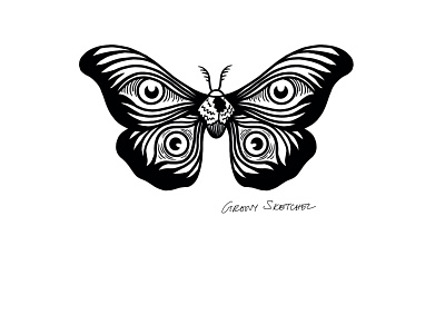 Groovy Moth art artist artwork behance black and white design digital art digital illustration drawing illustration illustrator instagram line moth pattern procreate tattoo tattoo design tattoo idea twitter