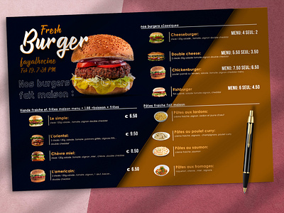 Burger Menu / Cefe Menu ad advertising banner burger cafe creative design flyer food graphic design hotdog illustration menu restaurant toast