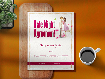 Date Night Couple Agreement certificate ad advertising agreement amazing banner business certificate couple creative date night dating design designer elegant eye catching flyer graphic design illustration love unique