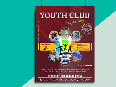 Youth Club Flyer ad advertising banner club creative design designer event eyecatching flyer fun graphic design highquality illustration invitation islamic outing printready sports youth