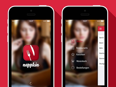 nappkin iOS7 App UI app flat icon interface ios7 iphone mobile navigation ordering restaurant splash ui