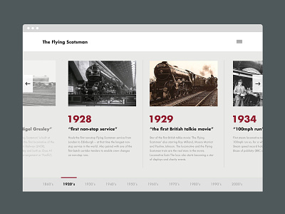 Flying Scotsman Timeline history portfolio timeline uidesign userexperiance uxdesign webdesign