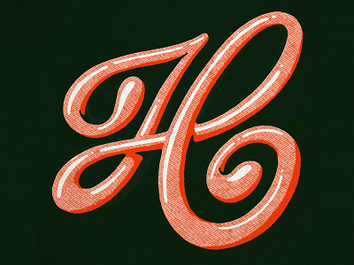 Letter H h halftone handlettering illustration lettering logo print procreate script type typography