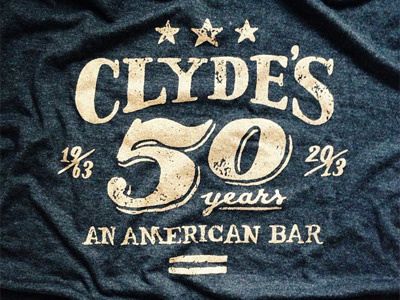 Clyde's 50th Anniversary T-shirt design gold graphicdesign hand drawn lettering print shirt silkscreen t shirt tee type typography