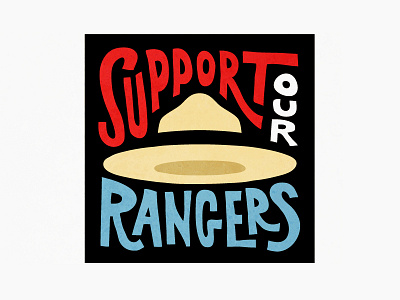 Support Our Rangers america facebook flat handlettering hat icon national park square texture type typography vector