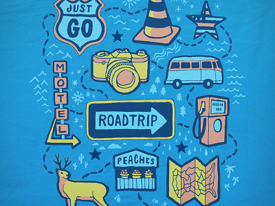 ROADTRIP USA cartoon design drawing illustration signage t shirt threadless travel typography