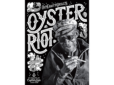 Oyster Riot Poster black bw dc handlettering illustration mermaid oyster poster print restaurant type typography