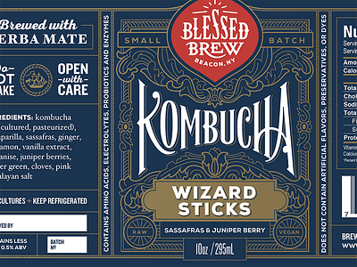 Blessed Brew label food handlettering kombucha label lettering logo packaging print type typography