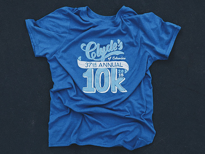 Clydes 10k 2015 blue handlettering lettering print race running silkscreen tshirt typography