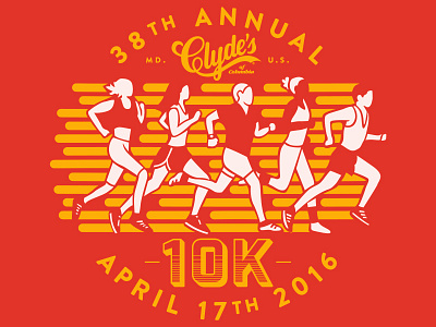 Clyde's 10k T-shirt illustration print red running shirt silkscreen tshirt type typography