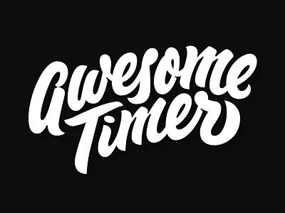 Awesome Timer branding brush icon identity lettering logo script