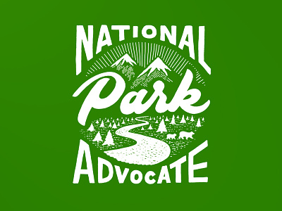 National Park Advocate bears hand lettering illustration lettering mountains print river script shirt type typography