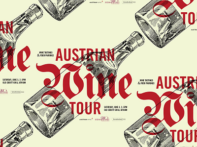 Austrian Wine Tour bottle event overlay poster red type typography wine